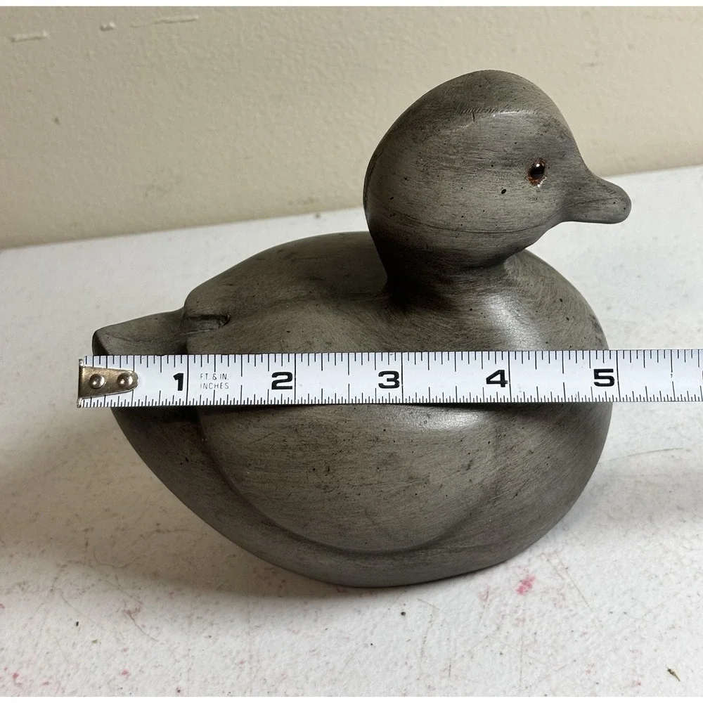 Chubby Swimming RESIN Wood LOOK Duck Figurine Grey Fat Figurine